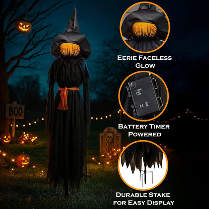LED Halloween Black Witches with Hats Stakes