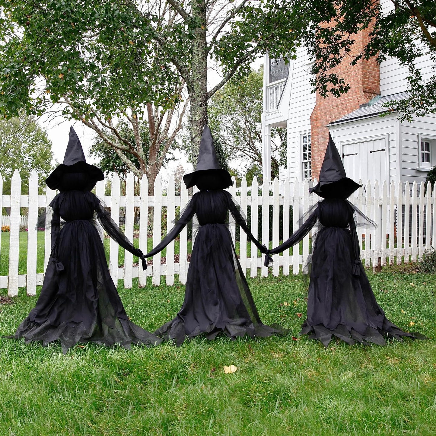 LED Halloween Black Witches with Hats Stakes
