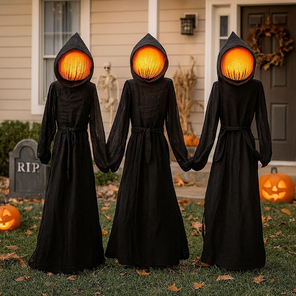 LED Halloween Black Witches with Hats Stakes