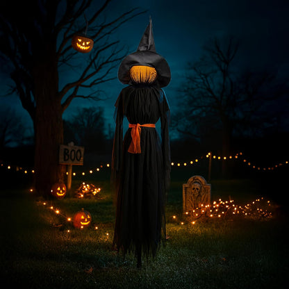 LED Halloween Black Witches with Hats Stakes