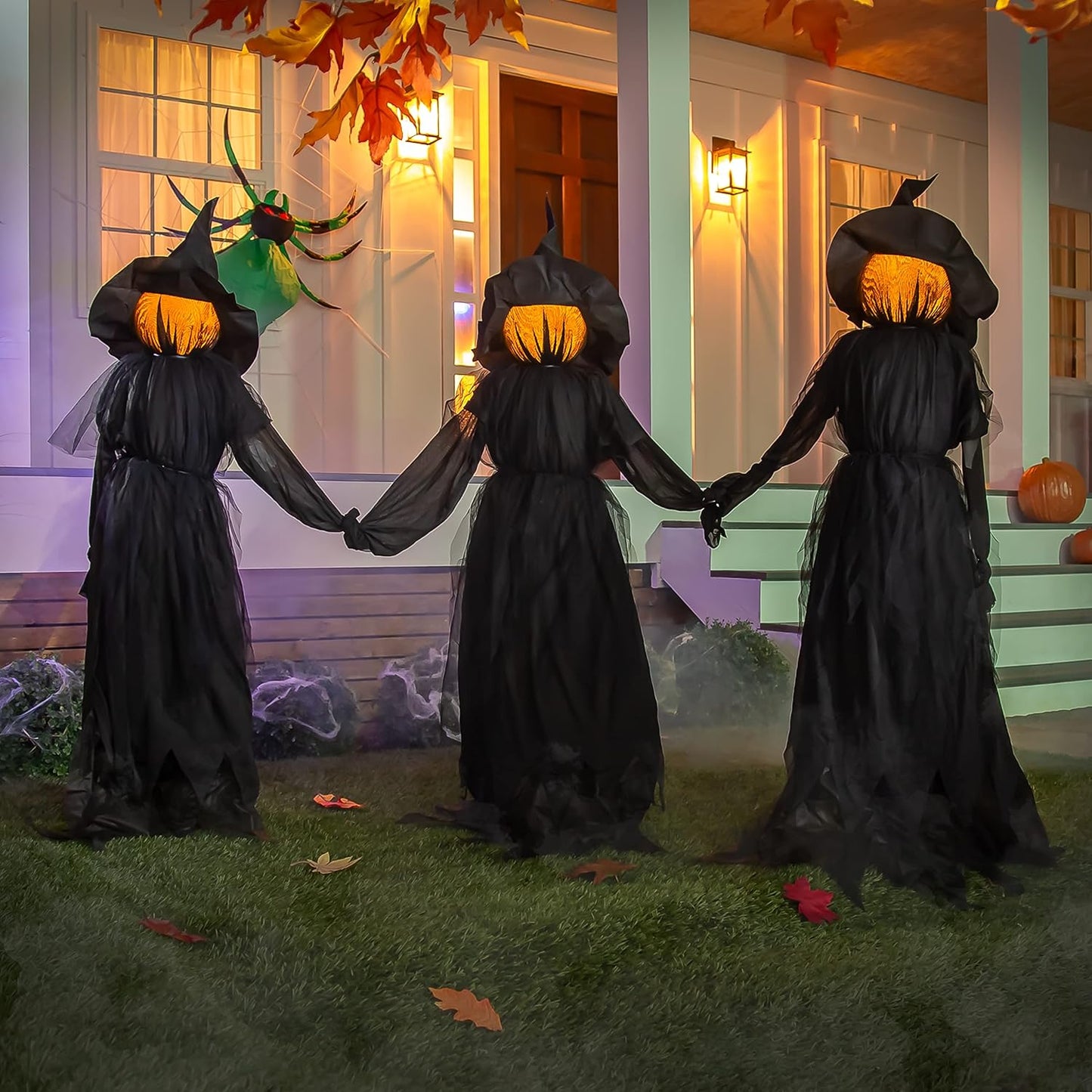 LED Halloween Black Witches with Hats Stakes